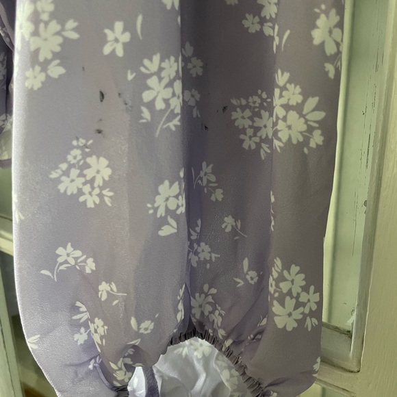 Altar'd State Purple Ruched Tie Back Blouse - Picture 3 of 3